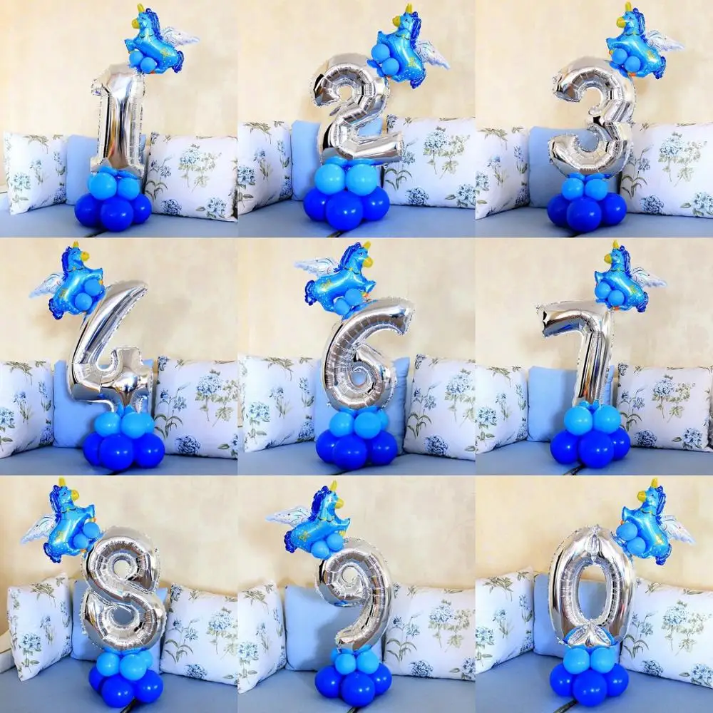 Воздушные шары на 1-й день рождения фольгированные шарики с цифрами для детей 1 2 3 4