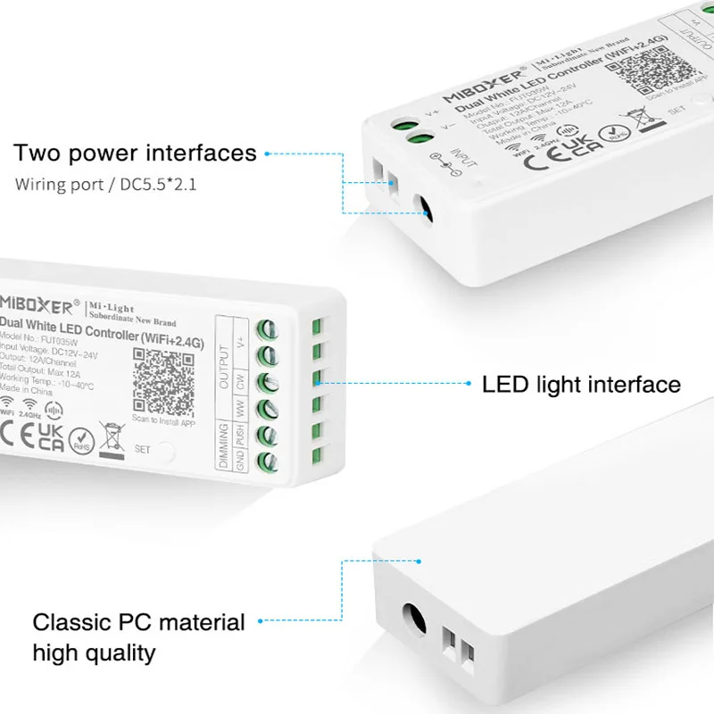 Miboxer 2 4 ГГц Одноцветный двойной белый RGB RGBW + CCT светодиодный контроллер (Wi-Fi 4G) FUT035W