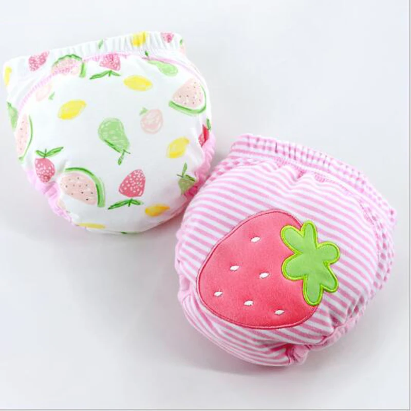 

2 Pcs Cute Adjustable Cotton Baby Washable Cloth Diaper Training Pants Reusable Nappies Soft Material Baby Clothing