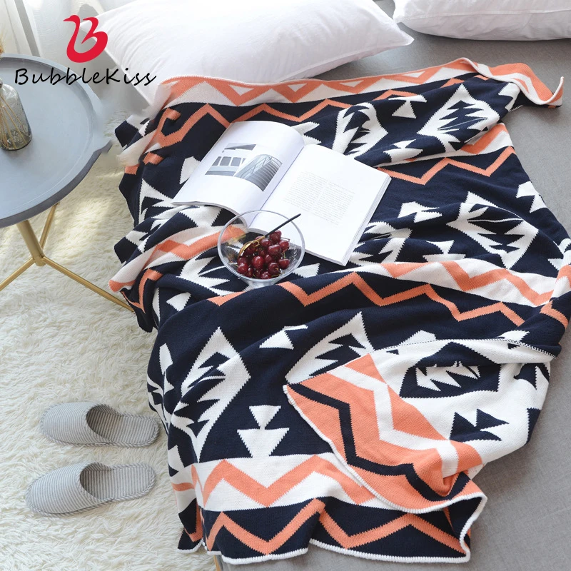 

Bubble Kiss Nordic Geometric Blankets On The Bed Blanket Home Sofa Soft Throw Blanket Travel Portable Cover Blanket Easy Clean