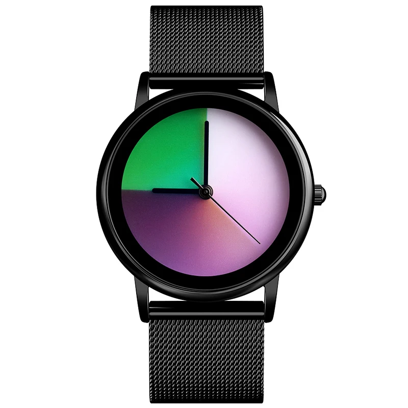 AllBlack Новые креативные Топ Роскошные брендовые Модные кварцевые часы Женское платье часы с радугой водонепроницаемые повседневные часы для девочек Relogio Feminino - Цвет: AllBlack