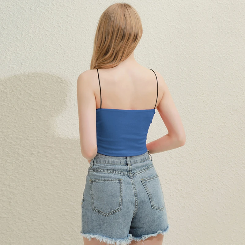 

New Fashion Camis Women's Sexy Spaghetti Straps Sleeveless Crop Tops Solid Backless Female Mini Camisole