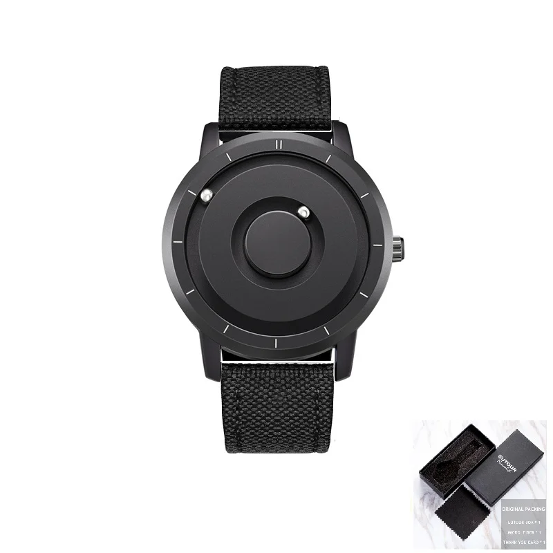 Black Black Canvas Eutour красочные часы мужские магнитные шаровые шоу кварцевые наручные часы силиконовые холщовые стальные Ремешок Модные повседневные мужские часы голубое золото - Цвет: Black Black Canvas