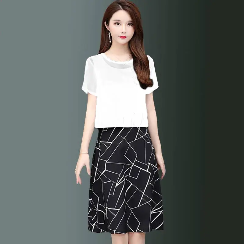 2 шт./компл. женское шифоновое платье трапециевидной формы на весну и лето