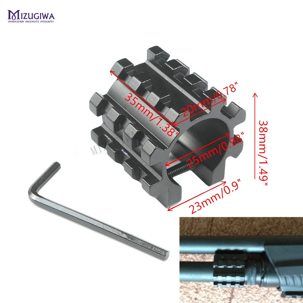 

12GA пушка журнал трубка Tri рейку 1 "адаптер с креплением для крепления 3 рельсы 5 позиций ствола трубы Rail лазерный прицел база