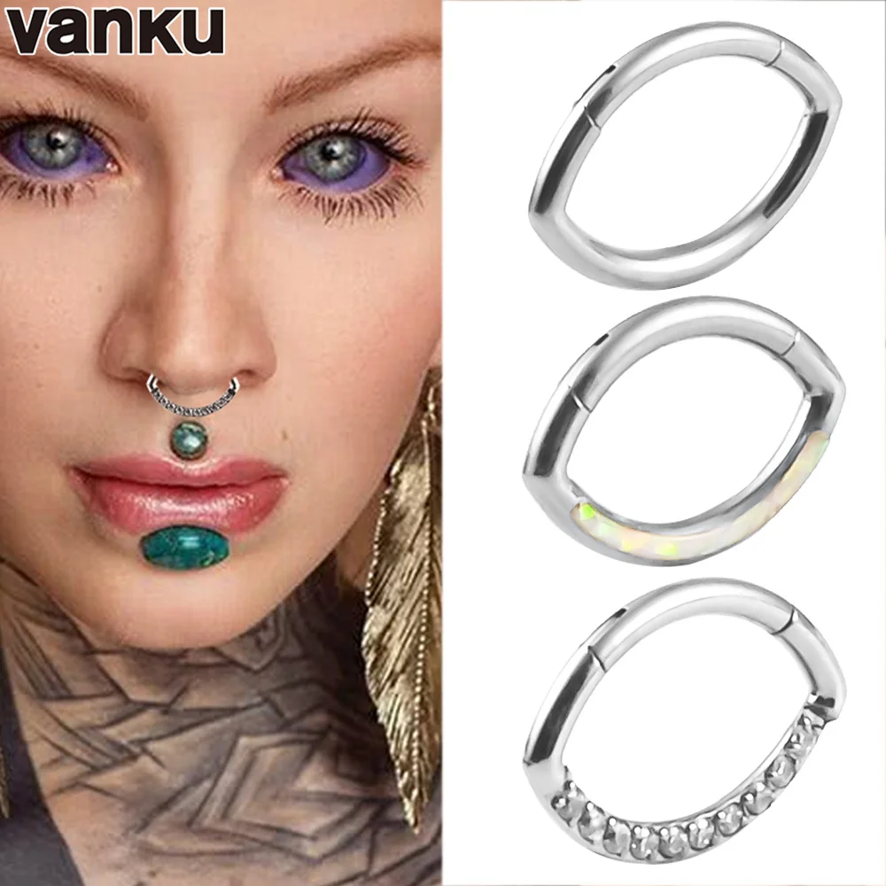 

Vanku 1PCS Surgical Steel Nipple Clicker Ear Cartilage Tragus Helix Lip Piercing Unisex Fashion Jewelry Hinged Segment Nose Ring