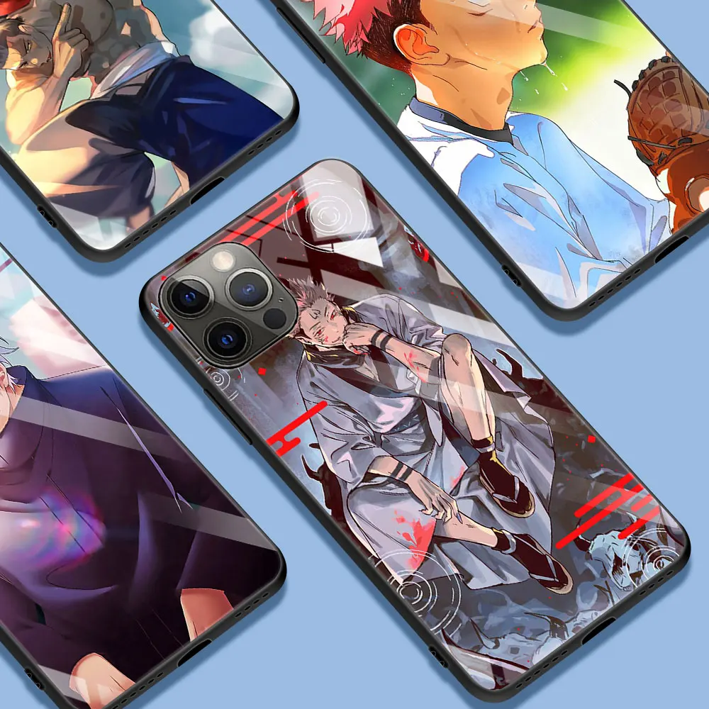 

Tempered Glass Case For Apple iPhone 13 13 11 12 Pro Max 7 Plus X XR XS 12Pro 12 Mini 6 6S SE Phone Cover Jujutsu Kaisen Anime