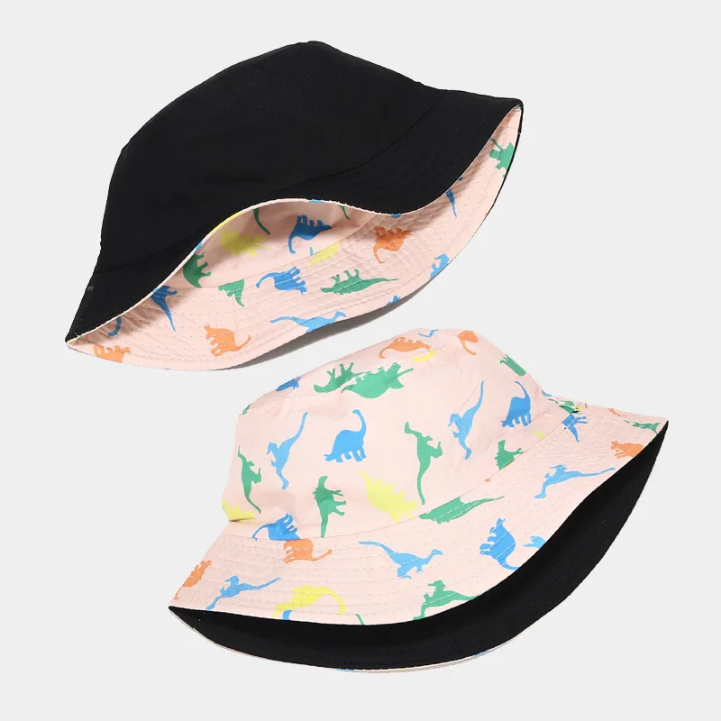 

2020 Cotton Cartoon Dinosaur Print Bucket Hat Fisherman Hat Outdoor Travel Hat Sun Cap Hats for Men and Women 223