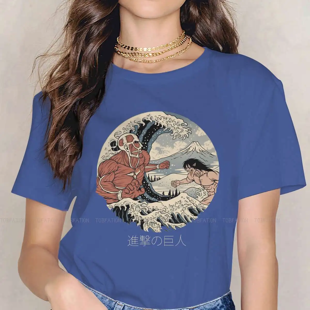 

Специальная футболка Kanagawa Wave для девочек атака на Титанов Эрен Микаса Armin аниме Удобная футболка 5XL товары