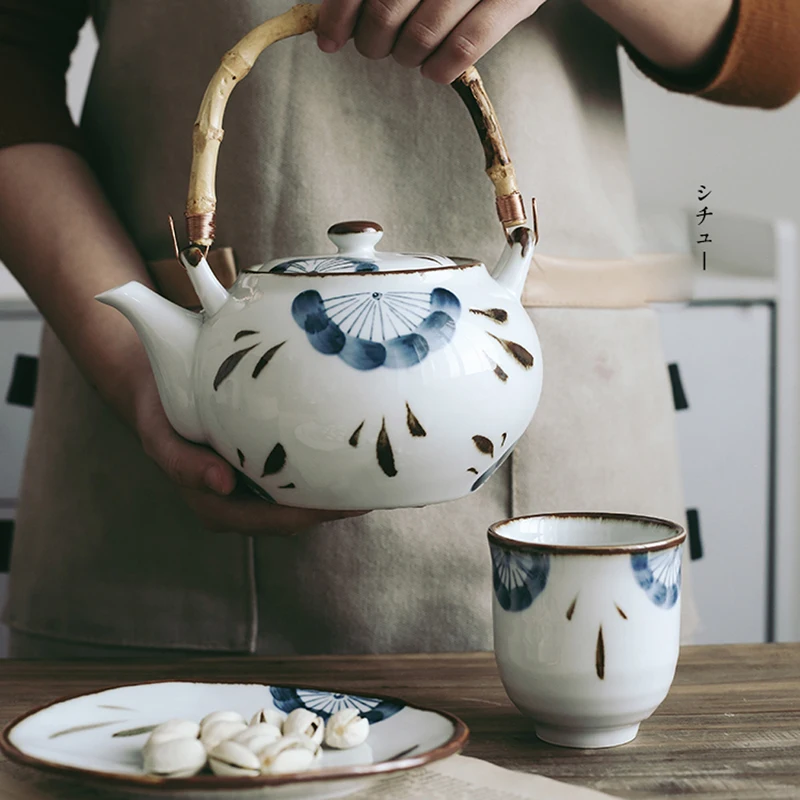 

Japanese style retro hand-painted teapot inn pub restaurant teapot ceramic tea cup tea cup single handle pot