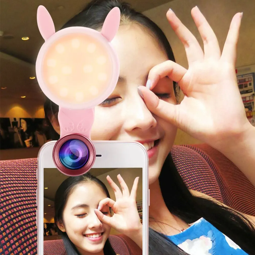 WQ 04 Портативный USB Автоспуск вспышка камера клип на телефон лампа видео