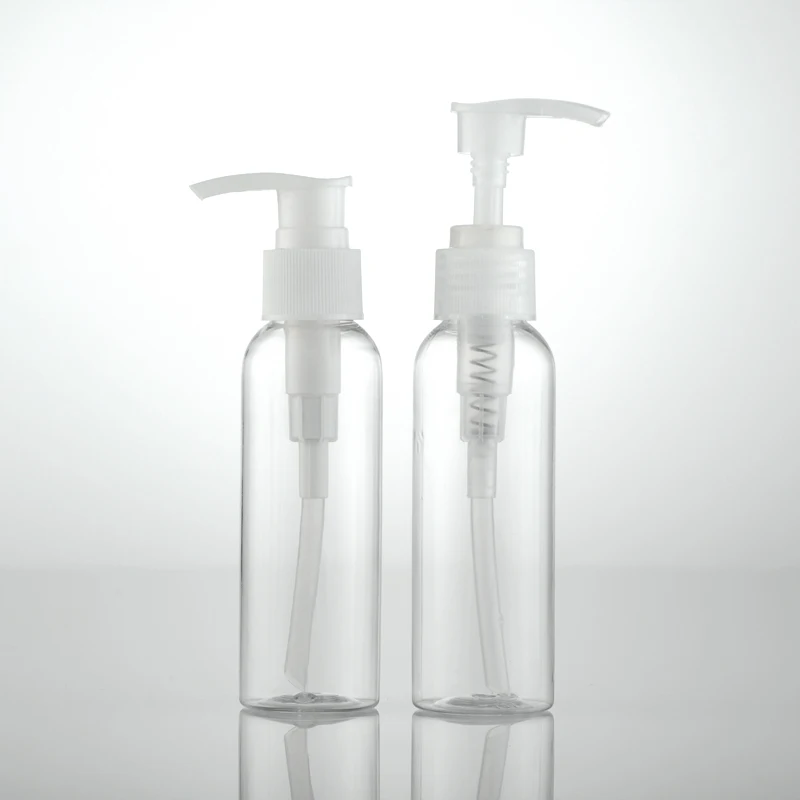 100 мл пустые прозрачные круглые очищающее масло пластмассовые бутылки с помпой