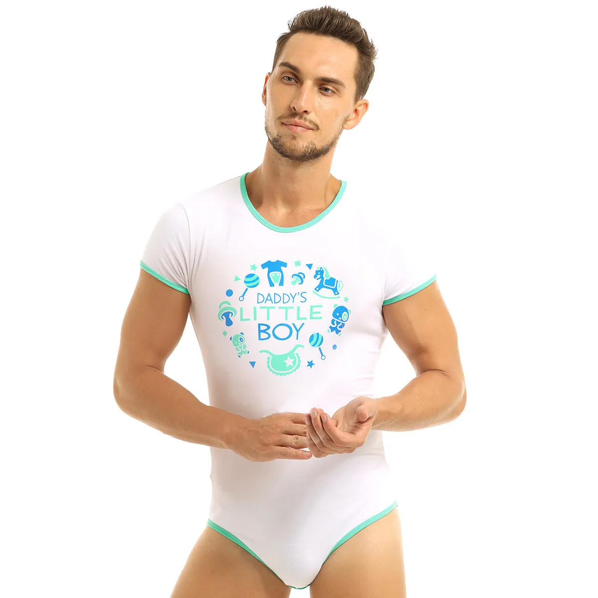 Нижнее белье для взрослых и младенцев мужской комбинезон с круглым вырезом