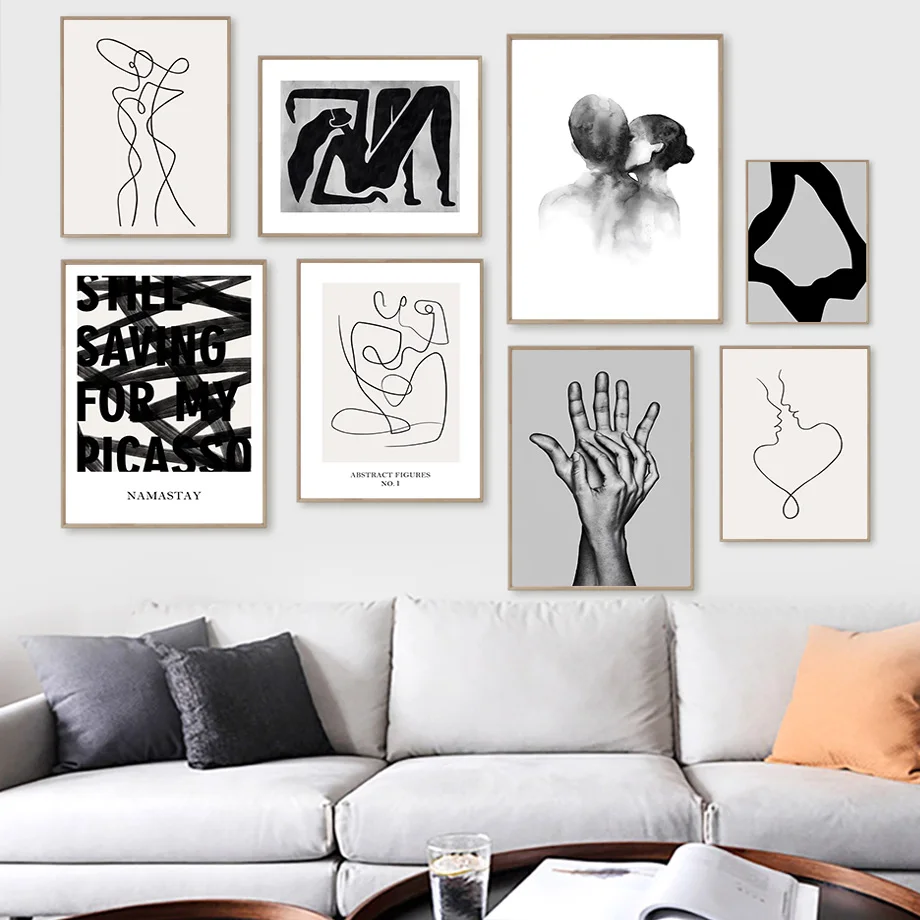 Абстрактные Фигурки изнутри искусство типографии ручная роспись на стену