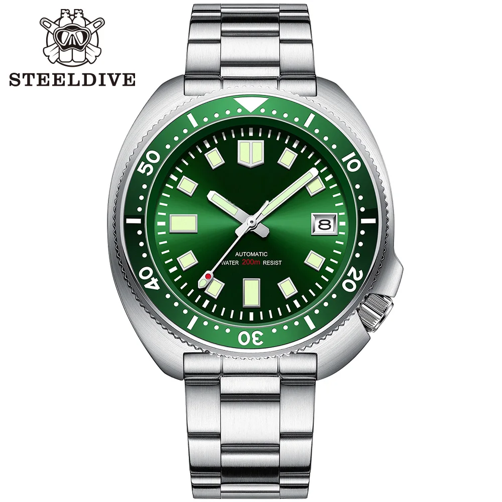 

Steeldive SD1970 Men's Turtle Diving Watch Sterile Dial Sapphire Crystal NH35 Automatic Movement 200m Water Resistance Men Watch