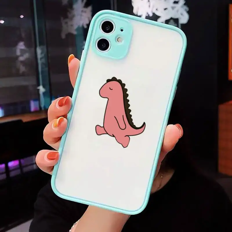 

Phone Case For iPhone 12 11 Mini Pro XR XS Max 7 8 Plus X Creative cute dinosaur Matte transparent blue Cover