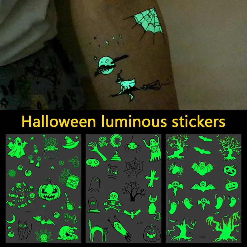 Светящаяся татуировка на Хэллоуин наклейка с привидением тату для детей