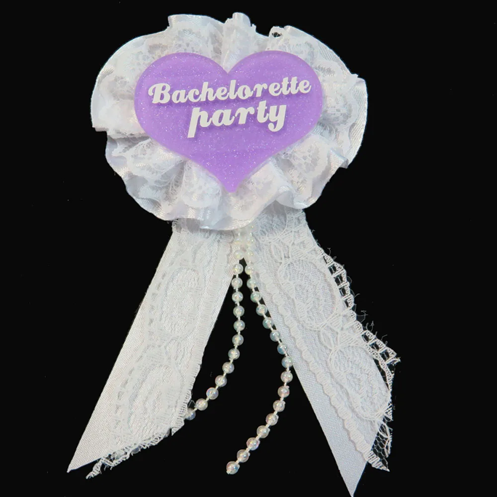 6 шт. фиолетовые блестящие значки белая кружевная лента брошь Подружка невесты