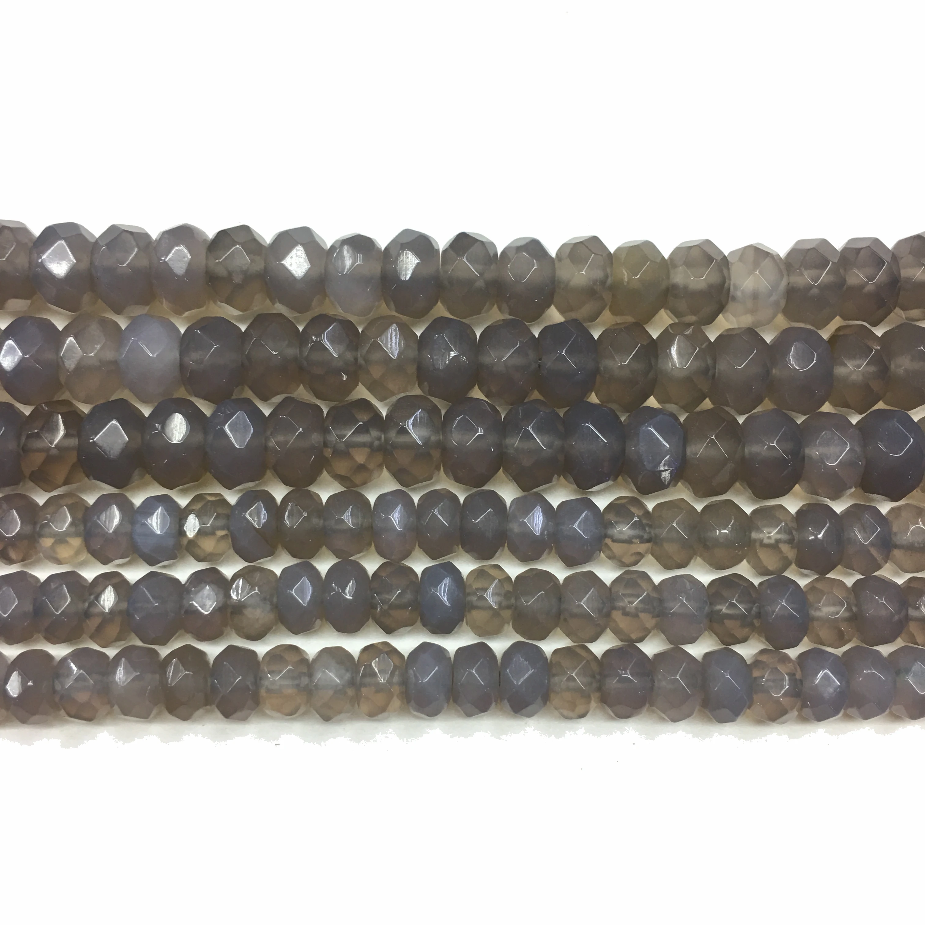 Заводская цена натуральный камень Серый агат граненые Рондель свободные бусины