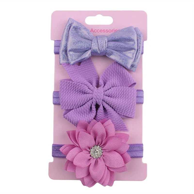 3 шт./лот повязка на голову с цветами для маленьких девочек эластичная бантиками