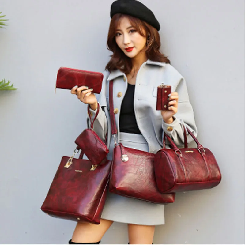 

Женская сумка 2021 новый стиль европейский и американский комплект из шести предметов темпераментная модная женская сумка через плечо