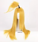 Парик для косплея Акацуки Дейдара, длинный желтый термостойкий парик из синтетических волос с шапочкой