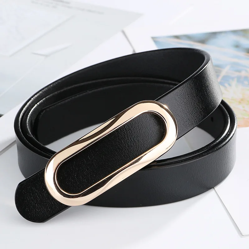 New genuine leather female belt forwomen strap casual all match ladies adjustable belts smooth buckle suit belt QZ0074