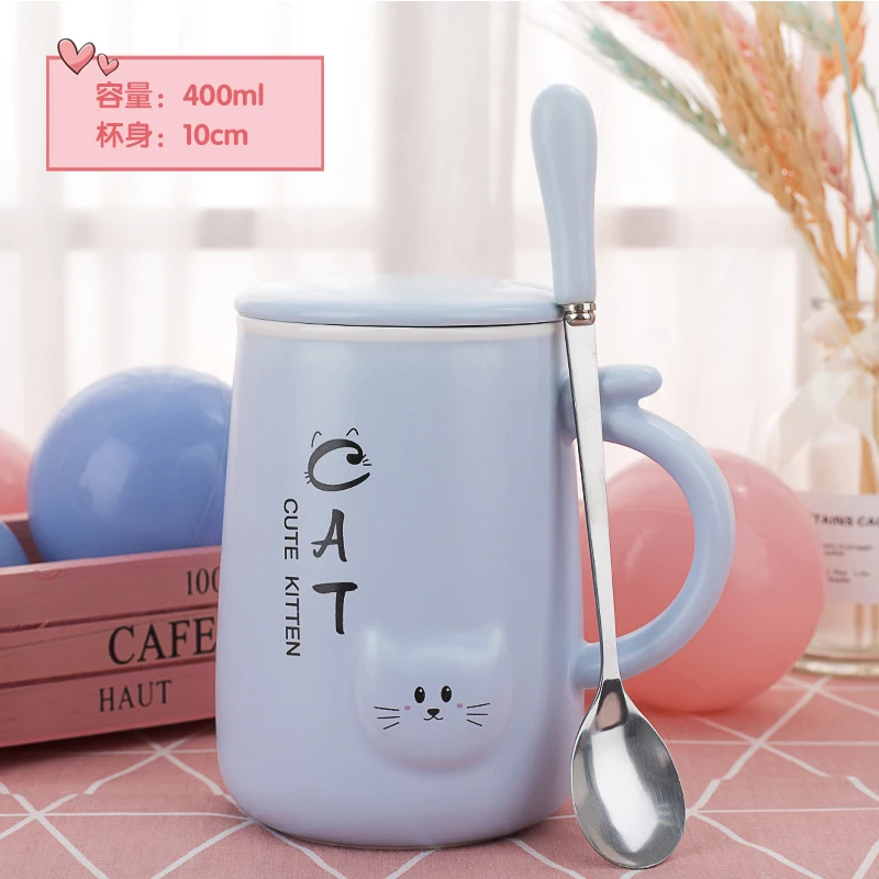 Милая кружка с крышкой для пары домашняя креативная мультяшная керамическая