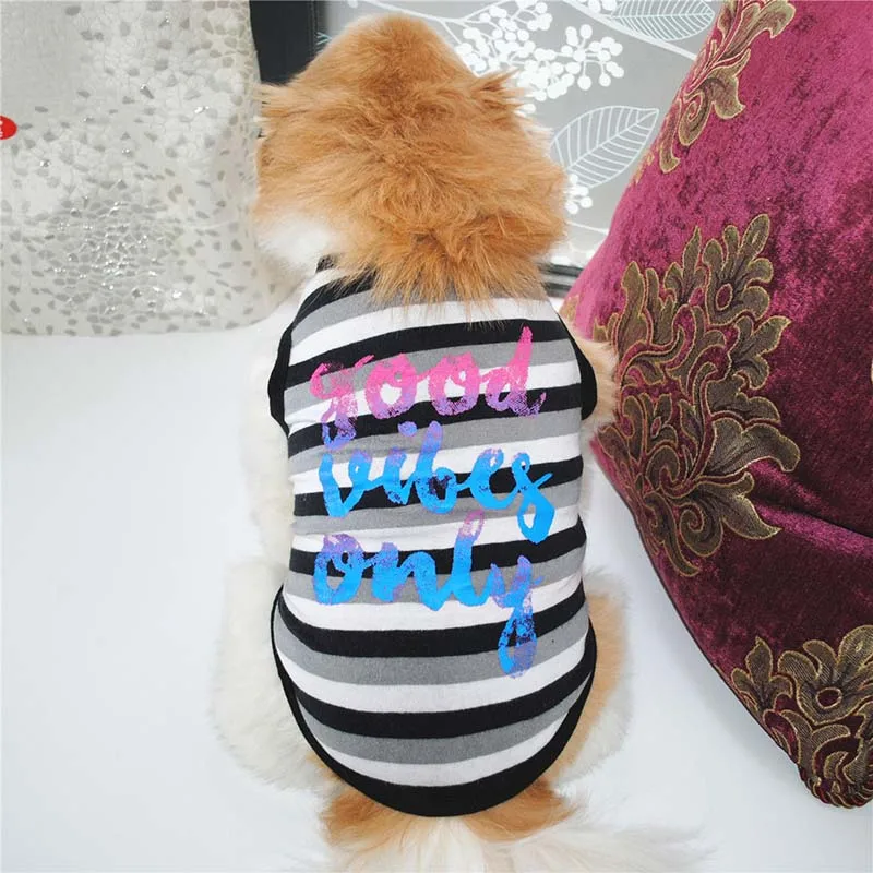 

Dog Vest Summer Stripe Letter Pattern Pet Dog Shirt Sleeveless Breathable Puppy Clothes Small Dog Chihuahua Pet Clothes