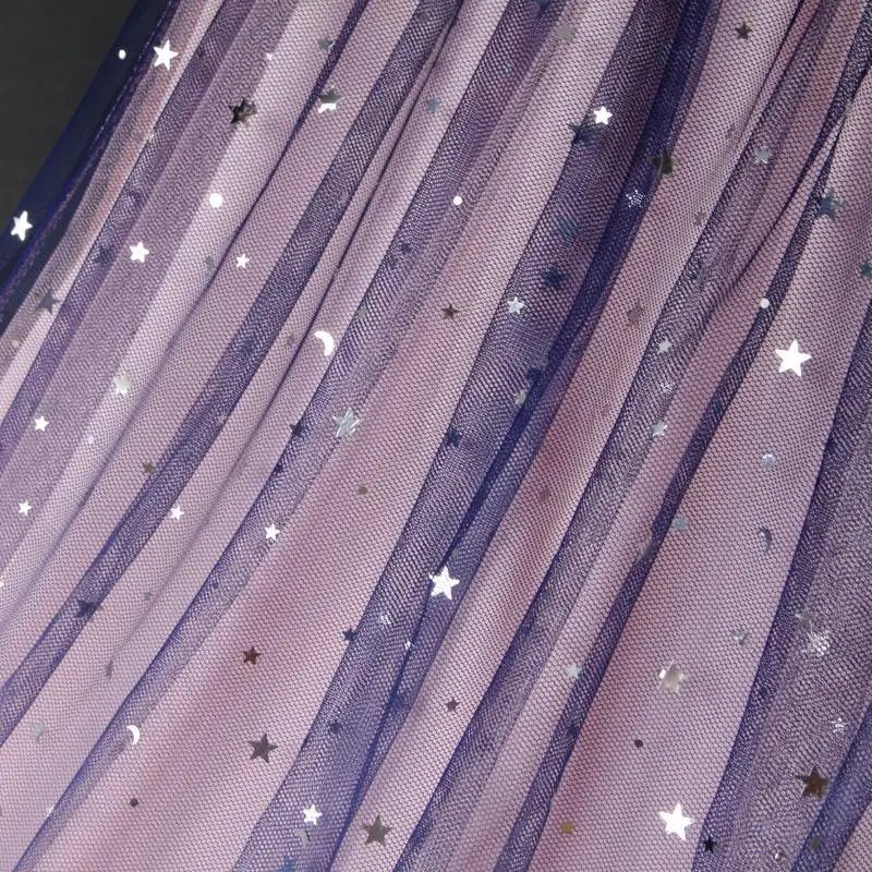 

Starry Sky Mesh Summer New Gradient Color Skirt Pleated Super Fire A-line Skirt Mid-length Fairy Long Skirt
