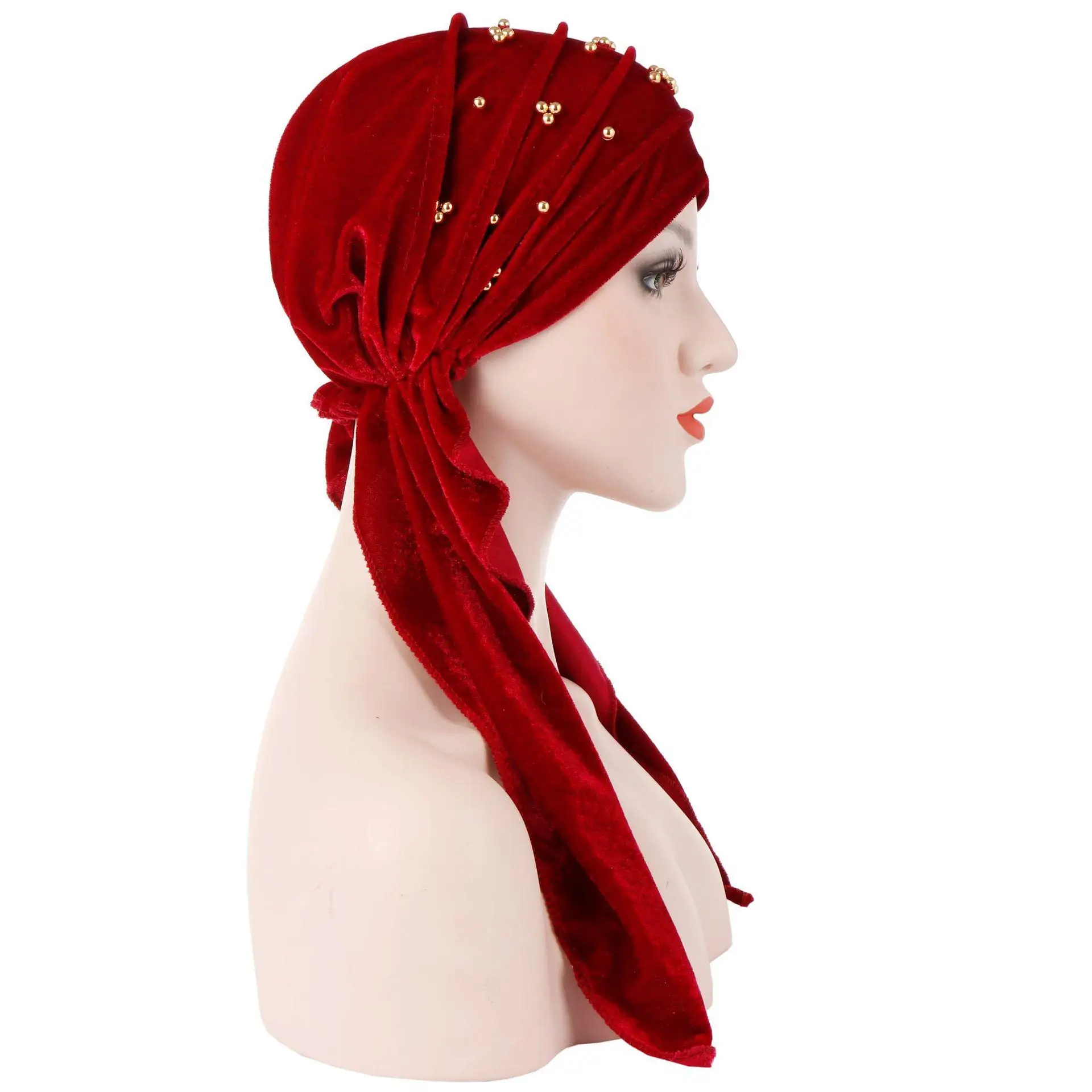 Женская мусульманская Шапка тюрбан с раком бархатный шарф шапка после