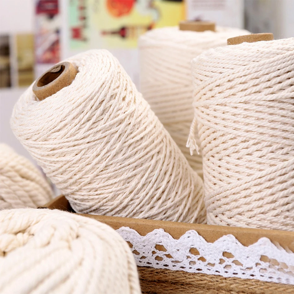 2 мм DIY бисер из хлопка макраме шнур лента Фабричный цех натуральный веревка для