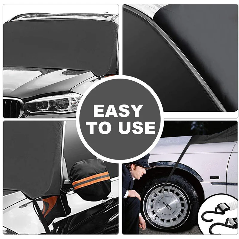 Универсальный автомобильный чехол для машины на лобовое стекло зимнее Магнитные