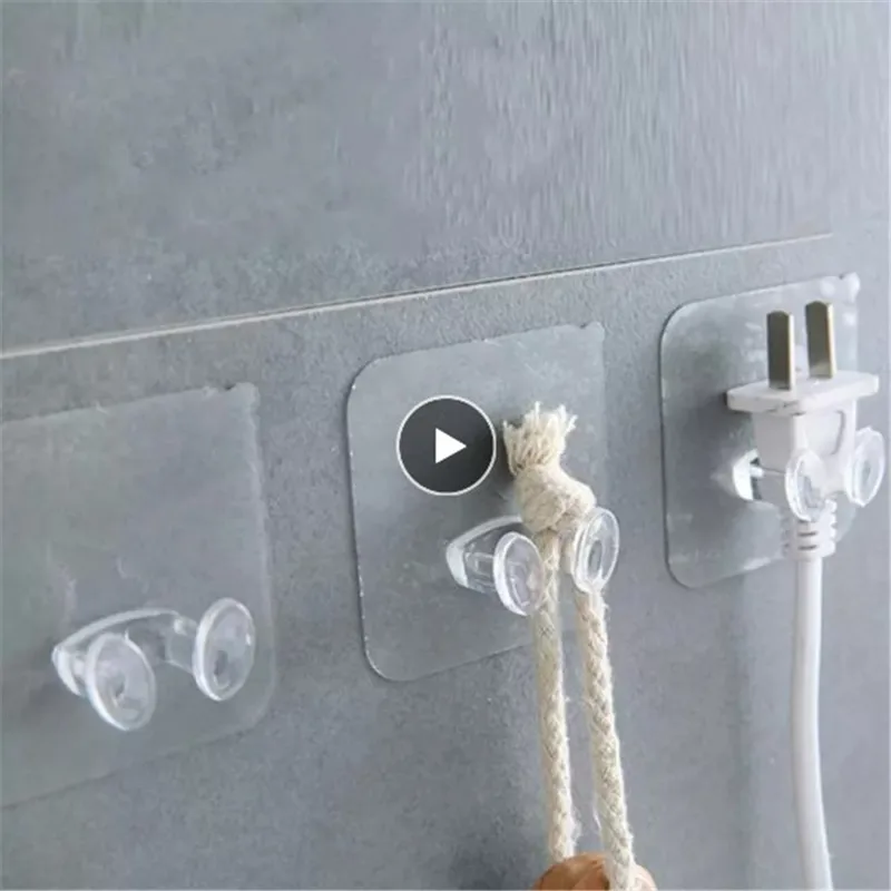 

10PCS 5PCS Adhesive Hooks Rack Wall Hanger Space Saver Flower Heavy Load Transparent Strong Self Strong Kitchen Bathroom Towel