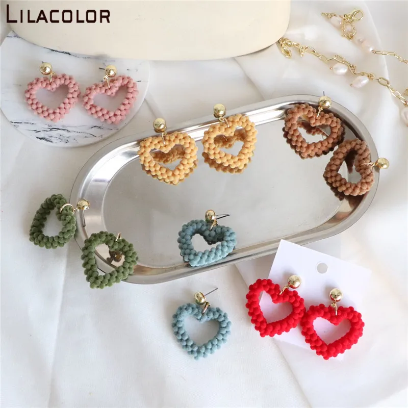 Lilacolor плюшевые женские серьги в форме сердца Осень зима 2019 модные ювелирные