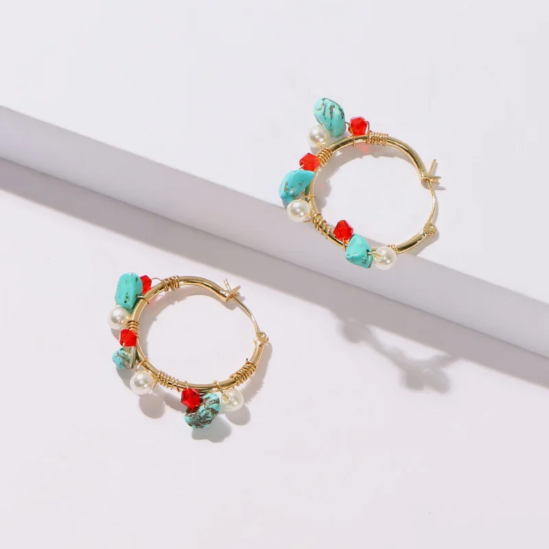 E50107 20 видов конструкций Коми, Boho, цветные кораллы для морского пляжа, морские звезды, серьги, металлические Каури, геометрические свисающие жемчужные ювелирные изделия ручной работы A70201 - Окраска металла: E50107