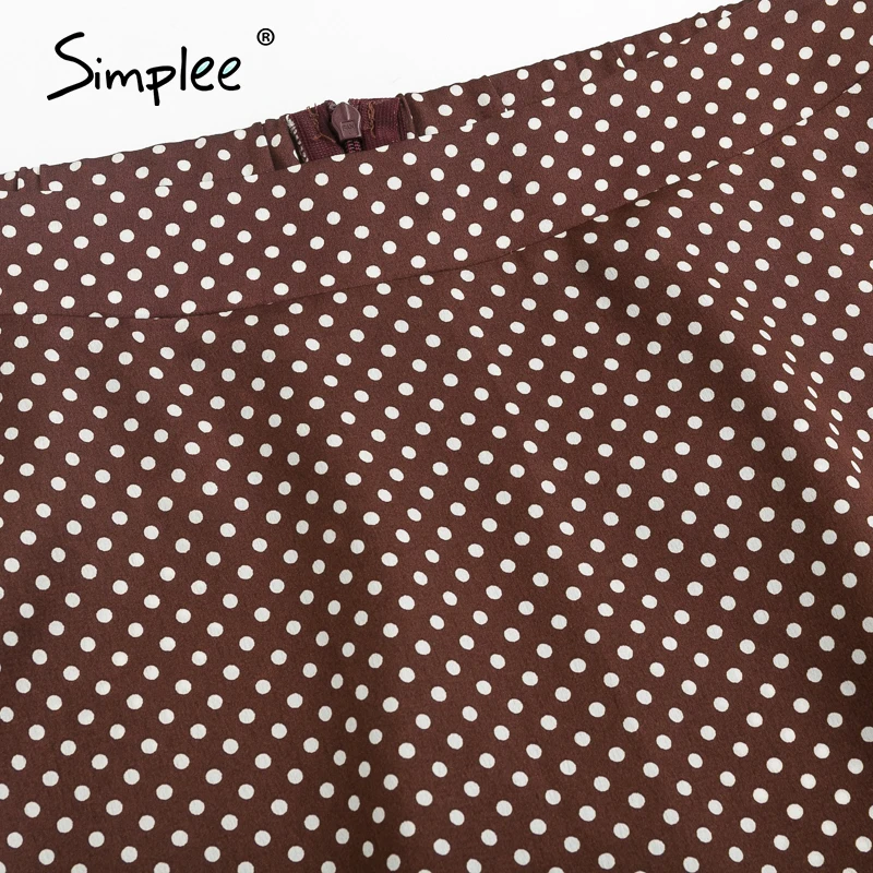 

autumn loose A-Line midi skirt High waist Polka Dot holiday female bottom skirts Vintage brown ladies office skirts