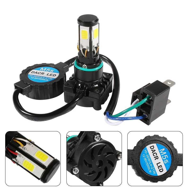 YCCPAUTO 1 комплект H4 светодиодный фара для мотоцикла противотуманная фара H6 BA20D HS1 PH7 PH8 фара для мотоцикла 36 Вт 5000лм дальний/ближний свет белый 12-80 в