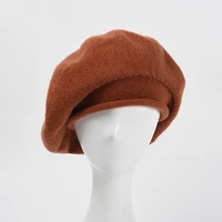 autumn and winter new mixed wool knitted beret japanese solid color warm painters hat large face showing small bud hat