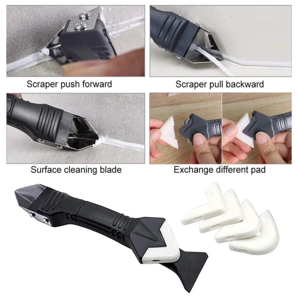 3 In 1 Caulking Tool Kit Tools Silicone Sealant Finishing Handmade Grout Scraper Caulk Remover Set | Дом и сад