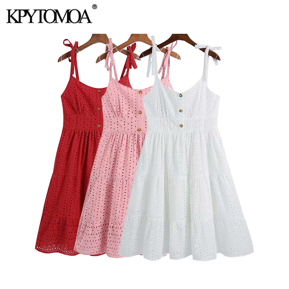 

Женское винтажное мини-платье KPYTOMOA, ажурное платье с подкладкой и вышивкой, на бретелях, с открытой спиной, 2021