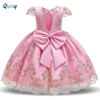 qunq children princess dress exquisite flower embroidery elegant kids party costume for girl summer baby toddler girl dresses