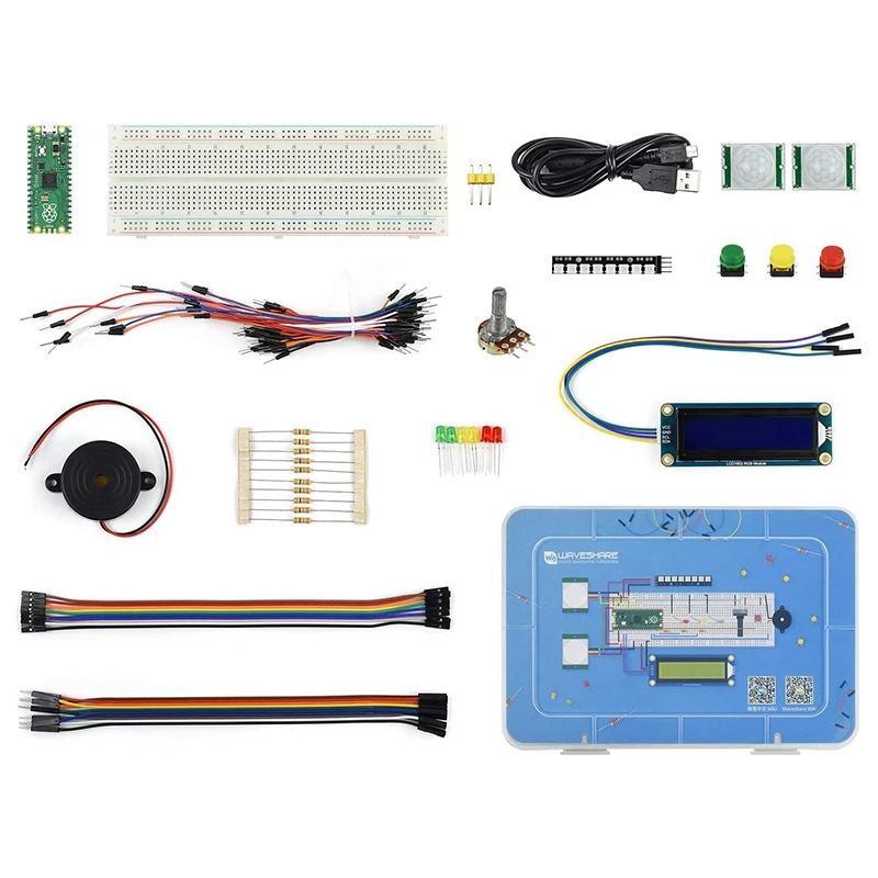 

Hot TTKK Waveshare For Raspberry Pi Pico Basic Starter Kit, Micropython Programming Learning Kit With Rich Tutorials LCD1602 RGB