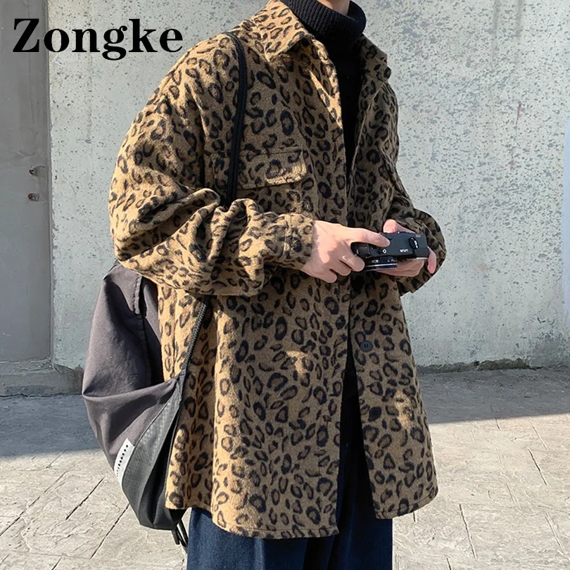 

Zongke Leopard Jacket Men Coat Korean Style Bomber Jackets For Men Brand Streetwear 2XL 2022 Spring New Arrivals