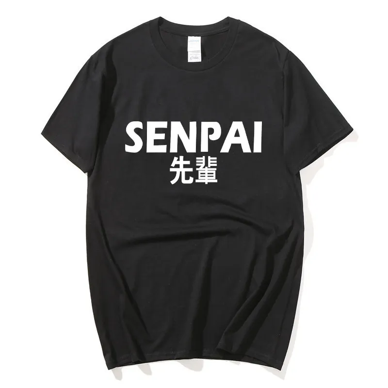 

Summer Men's SENPAI Cotton Black White Print T-shirt Women Streetwear Short Sleeve Tshirt Unisex Harajuku tops Clothes