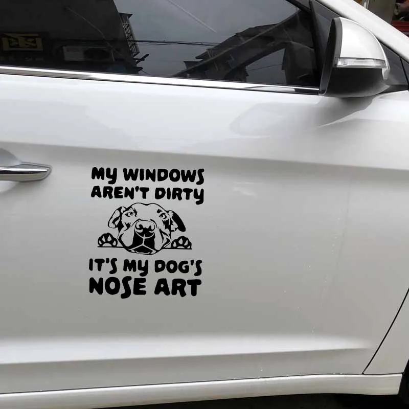 

13.7x16cm My Window Is Not Dirty, This Is My Dog Nose Art Car Sticker Dog PVC Waterproof Sunscreen Decal Black/silver