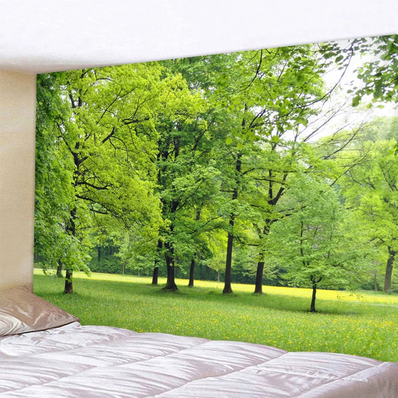 Красивый зеленый лес психоделический гобелен бохо мандала настенный подвесной