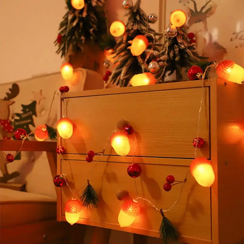 

Гирлянда из медной проволоки, красивая осветсветильник ная цепочка из сосны, Сказочная гирлянда с ягодами для помещений и улицы, украшение ...