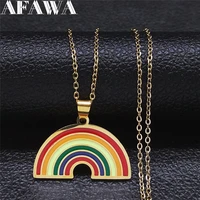 rainbow stainless steel multicolor enamel chain necklaces women gold color choker necklace jewelry acero arcoiris n9519s01