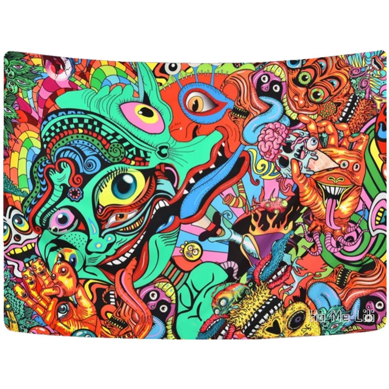 

Psychedelic Arabesque Abstract Hippie Fantasy Trippy Fractal Colorful Monster By Ho Me Lili Tapestry For Room